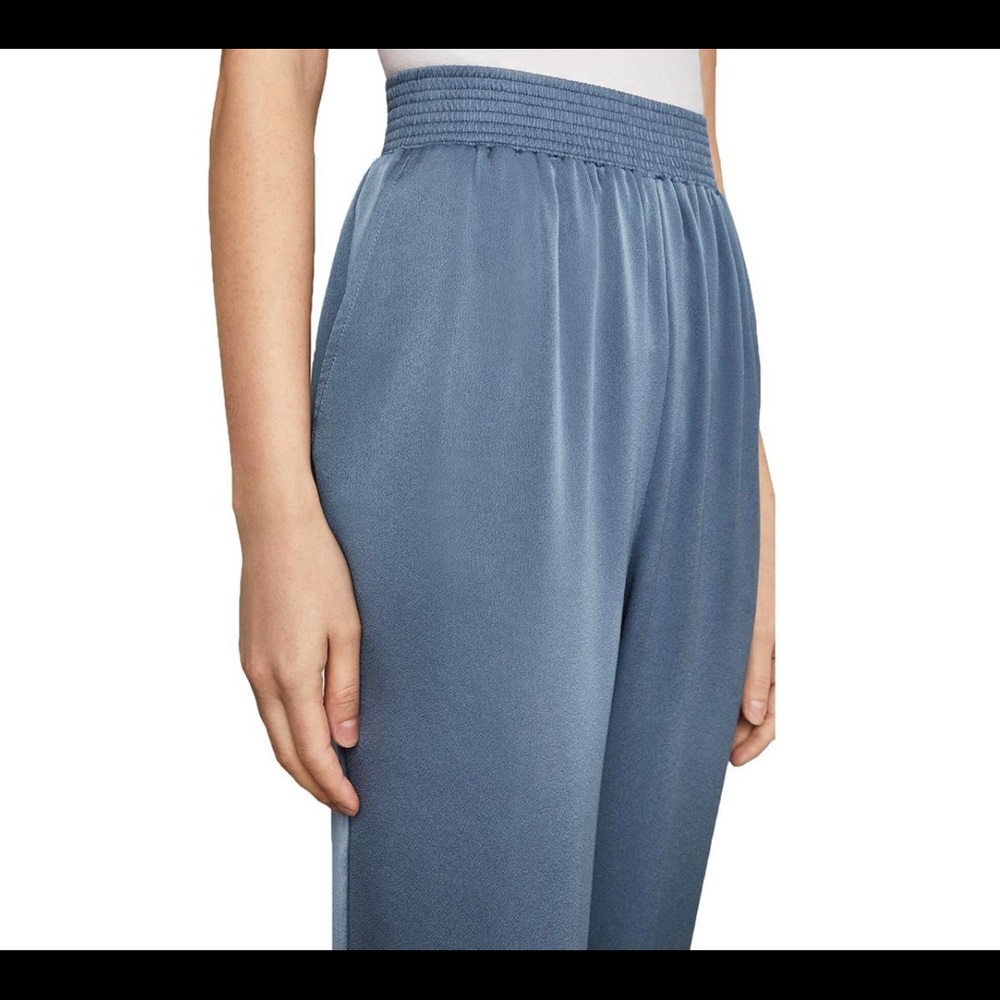 Bcbg smocked waist blue satin pants size M